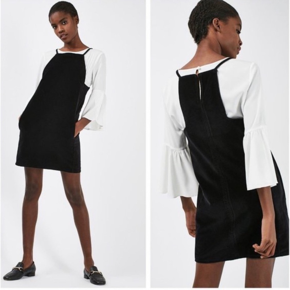 NWOT TOPSHOP black velvet Pinafore Dress